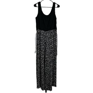 Cato Sleeveless Wide Leg Jumpsuit Women’s XL Black Printed Belt